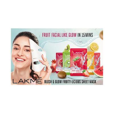 Lakme Blush & Glow Pomegranate Punch Fruity Licious Sheet Mask 25 ml - Sheet Masks