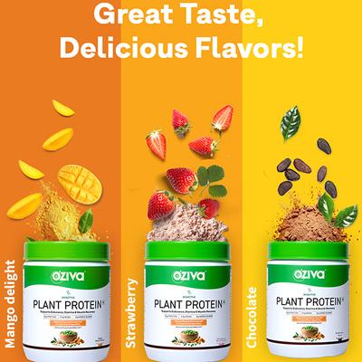 Oziva Bioactive Plant Protein (25G Vegan Protein) For Endurance & Muscle Recovery Plant-Based Protein (500G, Mango Delight) 1's - Multi-Vitamins