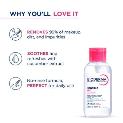Bioderma Sensibio H2O Micellar Water Sensitive Skin Makeup Remover Pump Bottle 500 ml - Make Up Removers