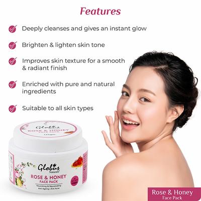 Globus Naturals Rose & Honey Nourishing & Rejuvenating Face Pack 125 gm - Face Packs