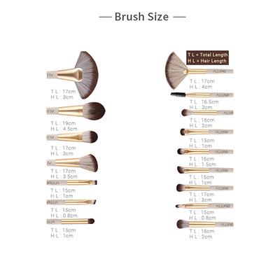 Allure Beige Pro makeup brush (set of 16) with suede Pouch 1's - Face Brush