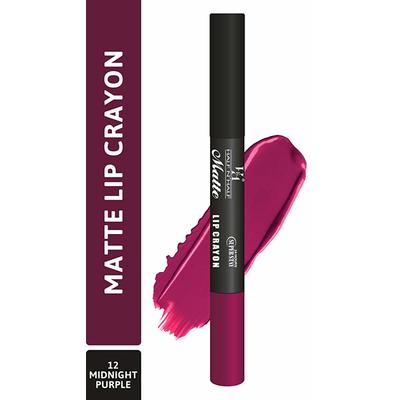 Half N Half Matte Lip Crayon, 24H Super Stay, 12 Midnight Purple 3.5 gm - Lip Crayons