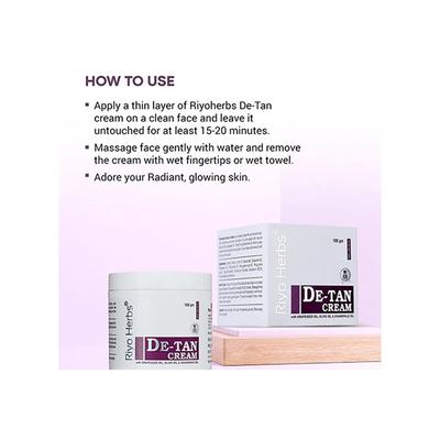Riyo Herbs De-Tan Cream - Grapeseed Oil Olive Oil & Chamomile 100 gm - Shampoos