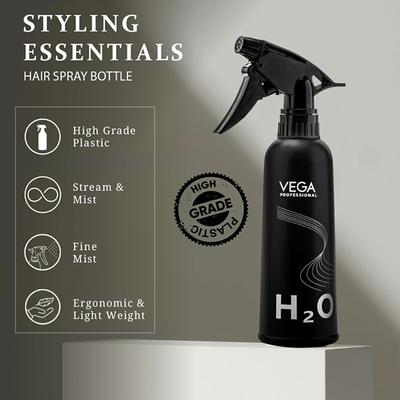 Vega Professional Hair Spray Bottle for Hairstyling, Cleaning, Salons, Empty Spray Bottle, Black (VPHSB-04) 1's - Others
