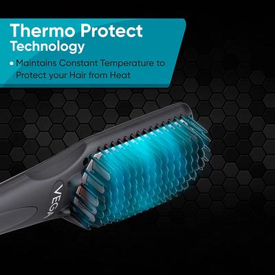 Vega Hair Straightener Brush with Ionic & Thermoprotect Technology and 16 Temperature Settings, VHSB-04 1's - Hair Combs