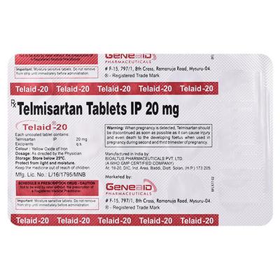 TELAID 20 Tablet 15's - Hypertension-Ang