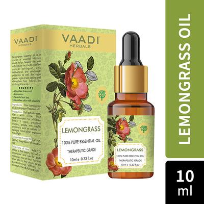 Vaadi Herbals Lemongrass Essential Oil - Reduces Stress & Depression, Prevents Hairfall, Prevents Skin Ageing - 100% Pure Therapeutic Grade 10 ml - Essential Oils
