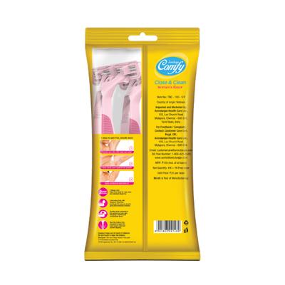 Amrutanjan Comfy Close & Clean Women's Razor (Pack 4 + 1 Free) 5's - Shaving & Hair Removal