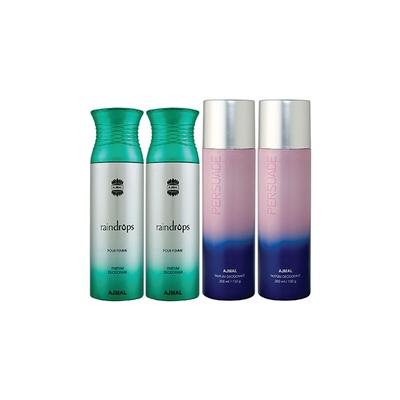 Ajmal 2 Raindrops Femme And 2 Persuade Deodorants Pack of 4 200 ml - Deodorants/Roll-Ons