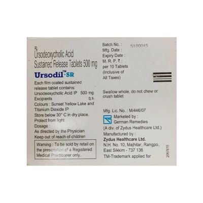 Ursodil SR 500mg Tablet 10'S - Cholelithiasis/Gall Stones