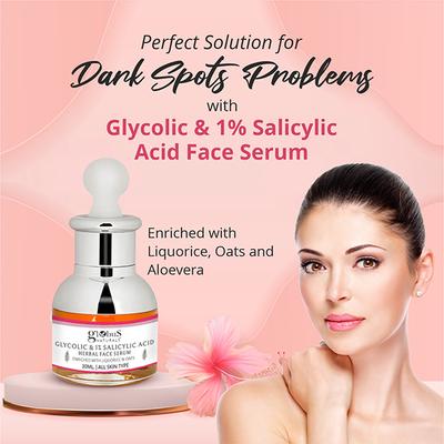 Globus Naturals Glycolic & 1% Salicylic Acid Anti Acne Face Serum, for Oily & Acne Prone Skin 30 ml - Face Serum