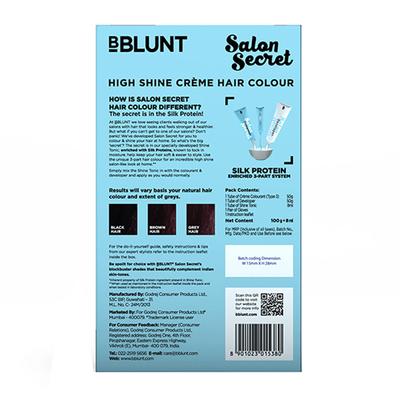 Bblunt Salon Secret High Shine Creme Hair Colour Wine Deep Burgundy with Silk Protein (50gm+50ml+8ml) 1's - Crème