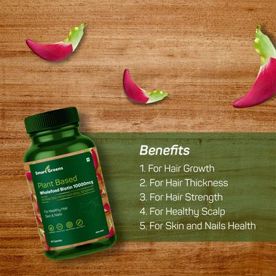 Smart Greens Plant Based Wholefood Biotin 10000 mcg Capsule 60's - Hair & Skin