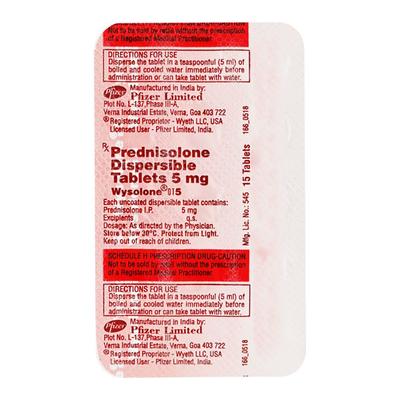WYSOLONE DT 5mg Tablet 15's - Hormonal Therapy-Cor