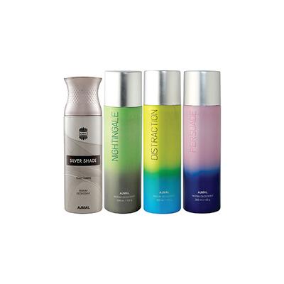 Ajmal 1 Silver Shade, 1 Nightingale, 1 Distraction And 1 Persuade Deodorants Pack of 4 200 ml - Deodorants/Roll-Ons