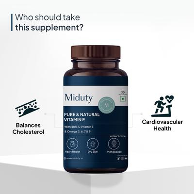 Miduty Pure & Natural Vitamin E Veg Softgels 30's - Multi-Vitamins