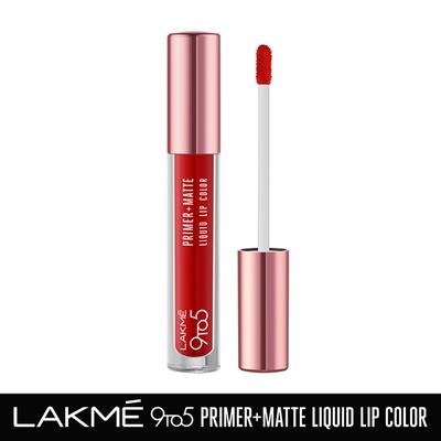 Lakme 9to5 Primer + Matte Liquid Lip Color MR2 Driven Red 4.2 ml - Primer
