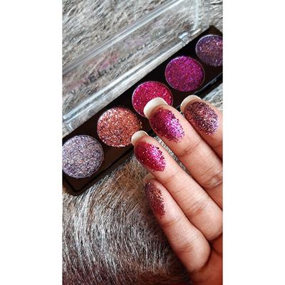 Profusion Cosmetics 5 Shade Glitter Eye Shadow Pallete Amethyst Gems (4.55 gm) - Eye Shadow Palettes