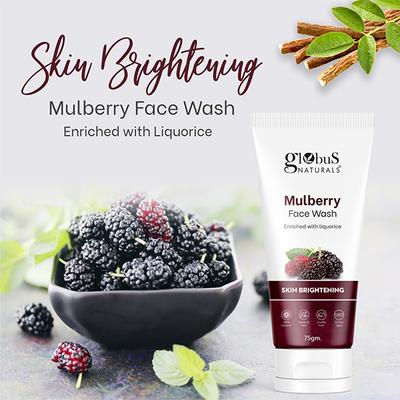 Globus Naturals Face Care Combo- Skin Brightening Mulberry, Hydro Boost Lavender Face Wash 75gm each 2's - Face Wash & Cleansers