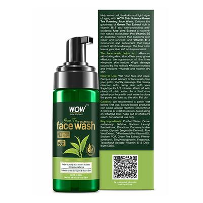 WOW Skin Science Green Tea Foaming Face Wash 100 ml - Face Washes