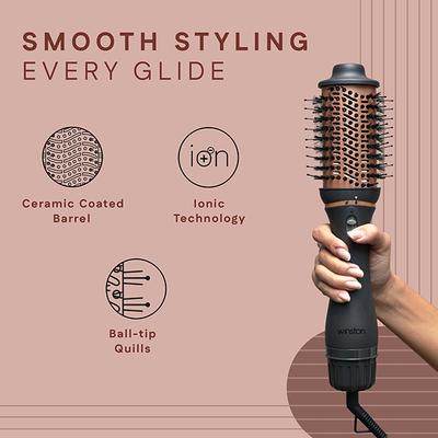 Winston 3-in-1 Hair Styling Blow Brush, Blow Dryer, Curling Iron, & Volumizing Brush- Silver and Grey 850 gm - Multi-Stylers