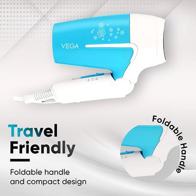 Vega U Style 1600W Foldable Hair Dryer for Women & Men with 2 Speed 3 Heat Settings, (VHDH-32) 380 g - Hair Dryers