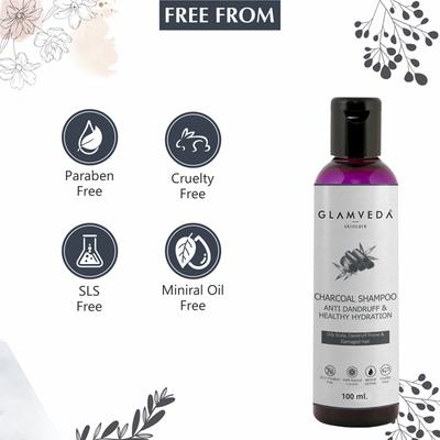 Glamveda Anti Dandruff and Healthy Hydration Charcoal Shampoo 100 ml - Shampoos