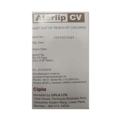 Atorlip CV Capsule 10'S - High Cholesterol-Dys