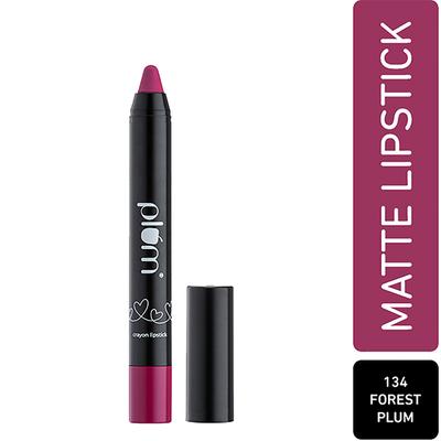 Plum Twist & Go Matte Lipstick Ceramides + Hyaluronic Acid Airbrushed Finish Long Lasting 100% Vegan & Cruelty-Free Forrest Plum - 134 (Deep Plum) 1.8 gm - Lip Crayons