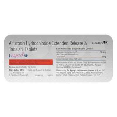 ALFOO T 10/5mg Tablet 10's - Bladder And Prostate Disorders-Dru
