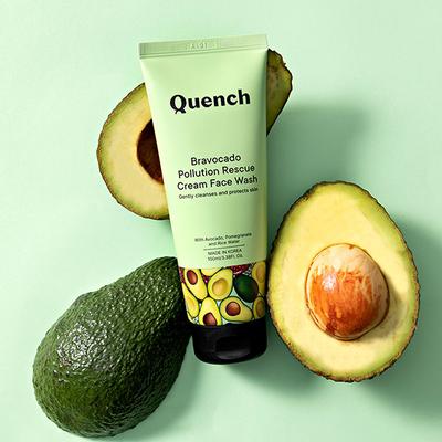 Quench Botanics Bravocado Pollution Rescue Cream Face Wash, Korean Skin Care 100 ml - Scrubs & Exfoliants