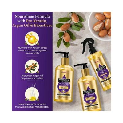 Stbotanica Pro Keratin & Argan Oil Shampoo + Conditioner + Hair Spray 800 ml - Shampoos
