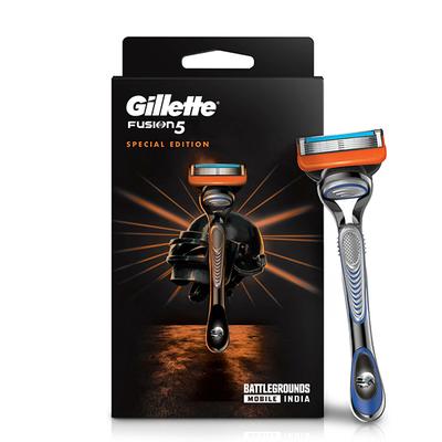 Gillette Fusion Men's Razor For Shave & Beard Shape With Battlegrounds Mobile India (BGMI) Handle 1's - Razors & Cartridges