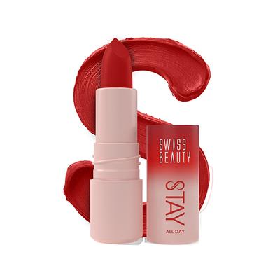 Swiss Beauty Stay All Day Lipstick ,12-Hrs Stay, Matte Finish with Vitamin E & Shea Butter-11 Choosy 4 gm - Lipsticks