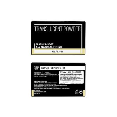 Pac Translucent Powder 04 Feather Soft All Natural Finish 10gm - Loose Powder