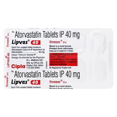 Lipvas 40mg Tablet 10'S - High Cholesterol-Dys