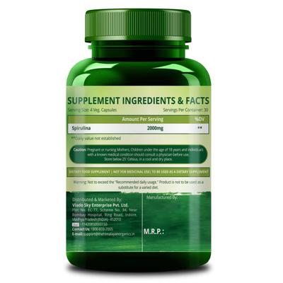 Himalayan Organics Spirulina Vegetarian capsule 120's - Herbal Dietary Supplement