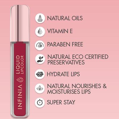 Infinia Liquid Lip Color Liquid Lipstick M 01 Long Lasting and Waterproof 5 ml - Liquid Lipsticks
