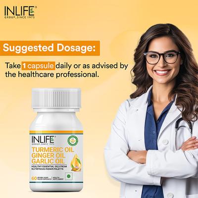 INLIFE Turmeric Ginger & Garlic Oil Veg Capsule 60's - Vitamin C