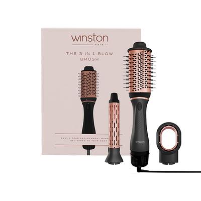 Winston 3-in-1 Hair Styling Blow Brush, Blow Dryer, Curling Iron, & Volumizing Brush- Silver and Grey 850 gm - Multi-Stylers
