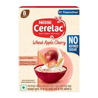 Nestle Cerelac Baby Food Cereal No Refined Sugar - Wheat Apple Cherry (For 8 to 24 Months Baby) (Refill Pack) 350 g - Baby And Infant Supplements