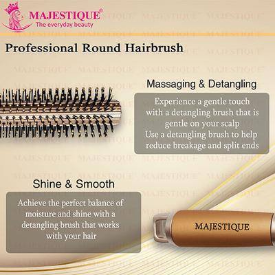 Majestique Golden Series Round Hair Brush for Blow Drying HR103 Nylon Bristles 1's - Hair Brushes