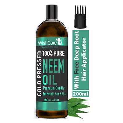 Wishcare 100% Pure Cold Pressed Neem Oil For Healthy Hair And Glowing Skin 200 ml - Hair Oils