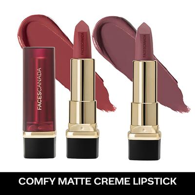 Faces Canada Comfy Matte Creme Lipstick - Livin' It Up and Keepin' It Real 4.2gm each 1's - Lipsticks