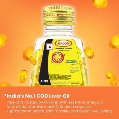Seacod Cod Liver Oil Capsules 100's - Omega Fish Oil Fatty Acids