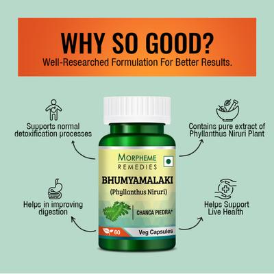 Morpheme Remedies Bhumyamalaki (Phyllanthus Niruri) Veg Capsule 60's - Herbal Dietary Supplement
