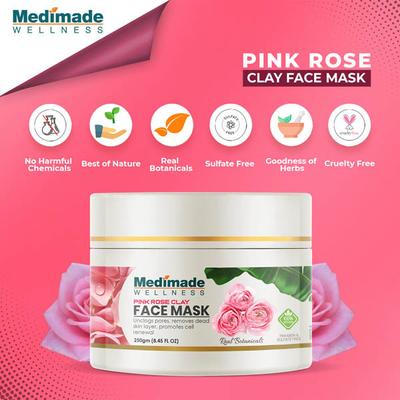 Medimade Pink Rose Clay Face Mask (Pack of 2) 1's - Masks & Peels