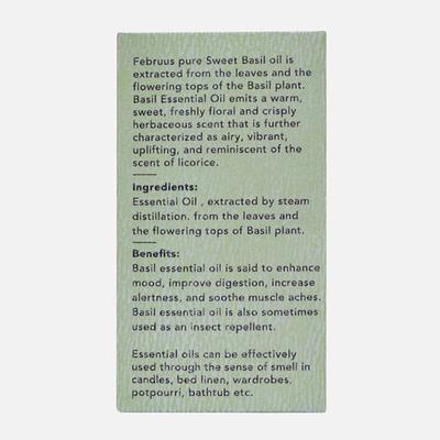 Februus Organics Pure Essential Oil - Sweet Basil 10 ml - Essential Oils