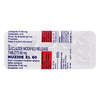 Nuzide XL 60mg Tablet 10'S - Diabetes-Ant