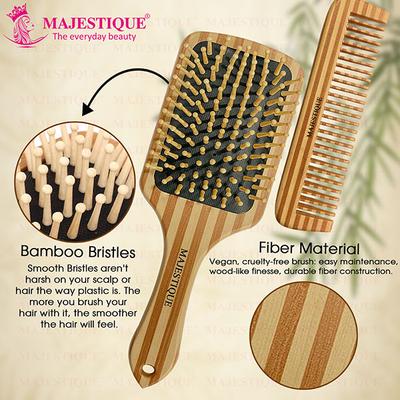 Majestique Paddle Detangling Hair Brush with Comb, Fiber Made for All Hair Types 2's - Hair Brushes